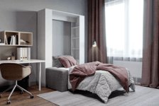 Шкаф кровать вертикальная с диваном с внутренними ячейками Standart 90х200