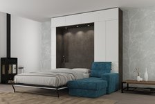 Шкаф кровать вертикальная с угловым диваном Comfort 140х200