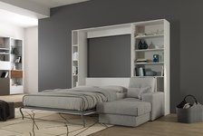Шкаф кровать вертикальная с угловым диваном 140х200