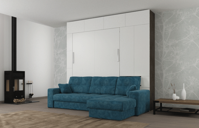 Шкаф кровать вертикальная с угловым диваном Comfort 140х200 5