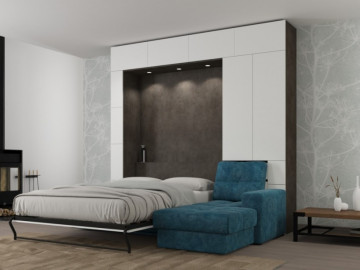 Шкаф кровать вертикальная с угловым диваном Comfort 140х200 2