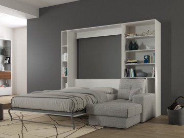 Шкаф кровать вертикальная с угловым диваном 140х200 2