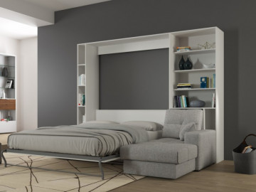 Шкаф кровать вертикальная с угловым диваном 160х200 2